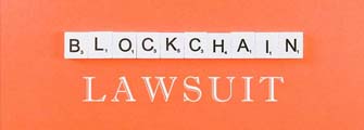 blockchain lawsuit on orange background