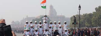 men holding flag of India